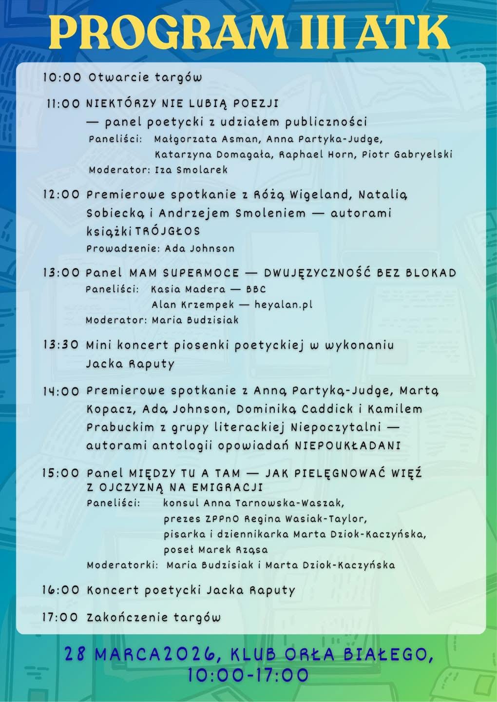 Targi książki Londyn - program